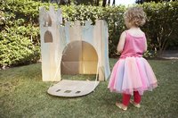 Tulle and satin complement each other in a festive, tutu dress.