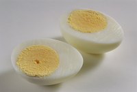 A hard-boiled egg's yolk is solid, like this one.