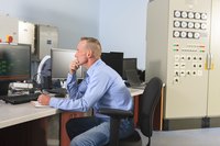 Man looking at control chart