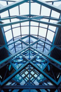Steel trusses in the basic triangular shape.