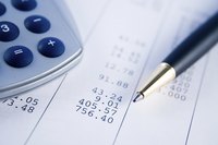 Calculator, pen and budget.