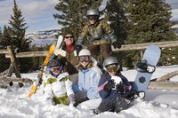 Make ski pictures more memorable with silly helmet covers.