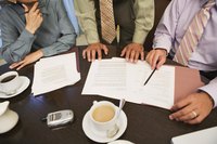A group of professionals conducting business research.