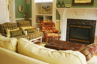 Green is a relaxing den wall color.