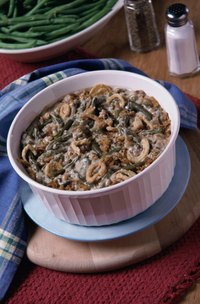 Green bean casserole is a holiday staple made with cream of mushroom soup.