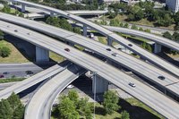 Wide shot of crossing freeways