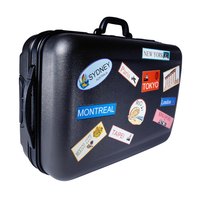 Permanently adhere stickers to plastic surfaces using decoupage glue.