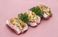 Check stuffed pork chop temperature at the center of the thickest part.