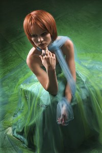 Chiffons are swept with water and paint to create soft designs.
