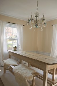 Benches provide easy access to the table.