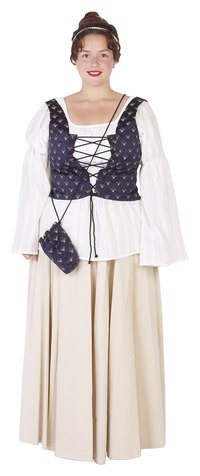This renaissance faire-style bodice adds color to a simple outfit.