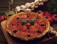 A tomato tart adds bright flavor to start a lamb shank dinner.