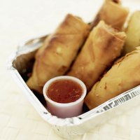 Egg rolls can be served with sweet and sour dipping sauce.