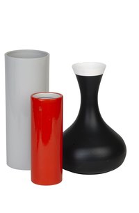 Combine grey, black and red to make striking wall art.