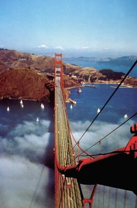 Two suspension towers of the Golden Gate Bridge are 746 feet tall.