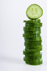 Cucumbers can be cut in various ways for party presentations.