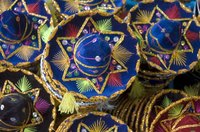 An overhead view of colorful sombreros.