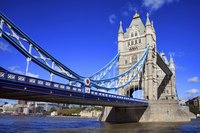 Tower Bridge across the River Thames is one of London's most famous landmarks.