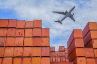 Large industrial port filled with import cargo