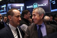 A company CEO and chairman on the floor of the New York Stock Exchange.