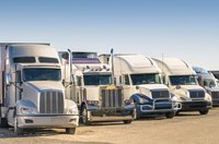 Row of semi trucks.