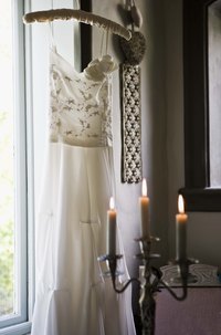 A space bag will help to protect your wedding dress from dust and other debris.