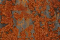 Faking a corroded, rusty finish is done by using paint and textured materials.