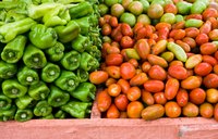 Use green peppers and Roma tomatoes in this pasta salad.