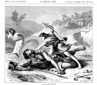 In the Bible, the young David used a sling to stun the mighty Goliath before killing him with his own sword.