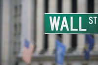 Close-up of Wall Street sign.