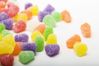 Colorful gumdrops can be used to create animal sculptures.