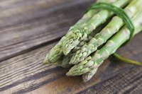 Fresh asparagus on a table.