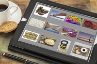Assortment of beautiful photos on tablet