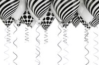 Use helium balloons for a festive touch at your black-and-white party.