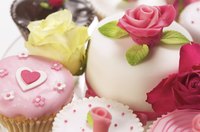 Close-up of cupcakes that were made with fondant.