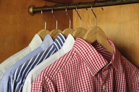 Dress shirts in closet.