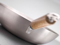 Wooden handles on a skillet are not safe in the oven.