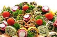 Use both flavored and plain wraps to make the platter prettier.
