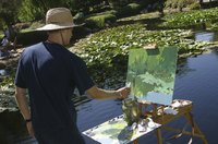 Canvas wrapped around a wood frame for painting.