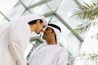An Arab headdress can be created using a large cloth square and a few strategic folds.