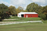 The pole barn is expansive and modestly insulated.