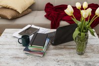 A self-employed person's coffee table while working from home.