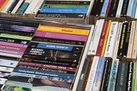 Assortment of books on table