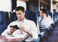 A businessman is travelling.