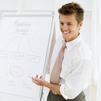 A man is presenting a business marketing strategy.