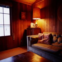 Wood and leather work together to make a cozy, rustic interior.