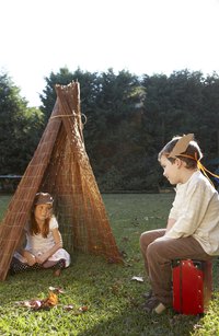 Dress up like a Native American with a pillowcase.