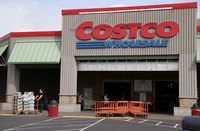An entrance to a Costco store.