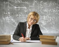A teacher at her desk.