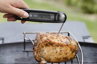 Place an instant-read thermometer in the center of chops and steaks.